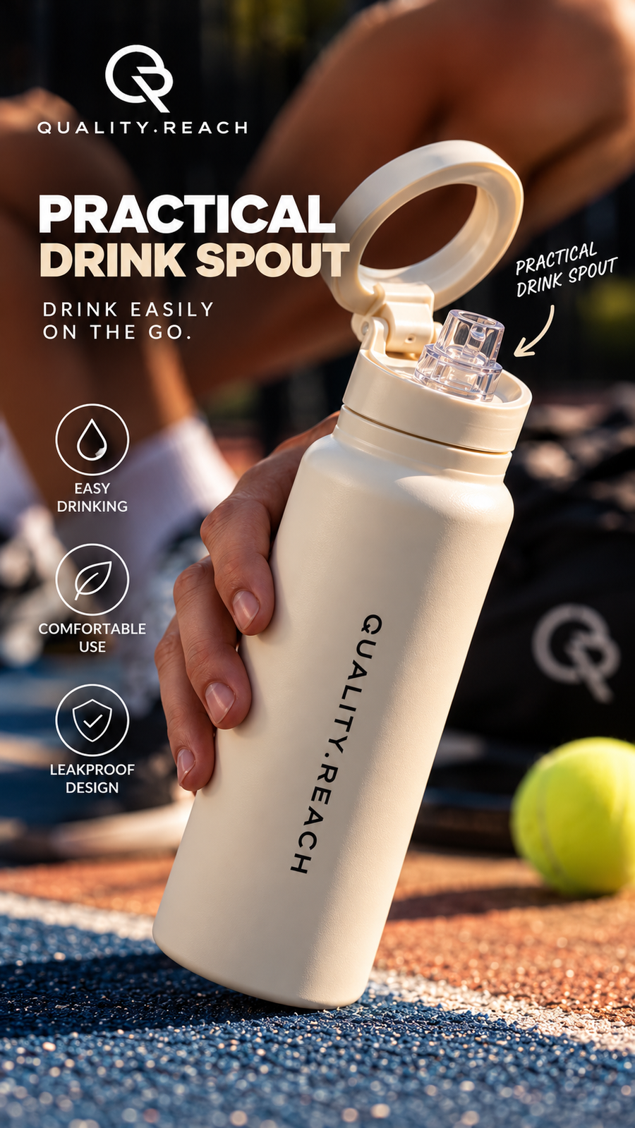 Quality Reach Magnetic Bottle – Sportfles met Telefoonhouder / Pre Order
